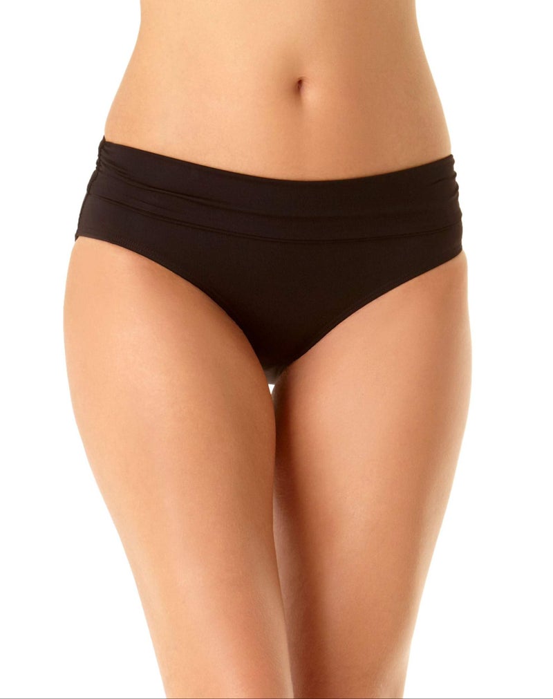 Anne Cole Women's High Waist to Fold Over Shirred Bikini Bottom Swimsuit, Live in Color Black, X-Large - Image 3